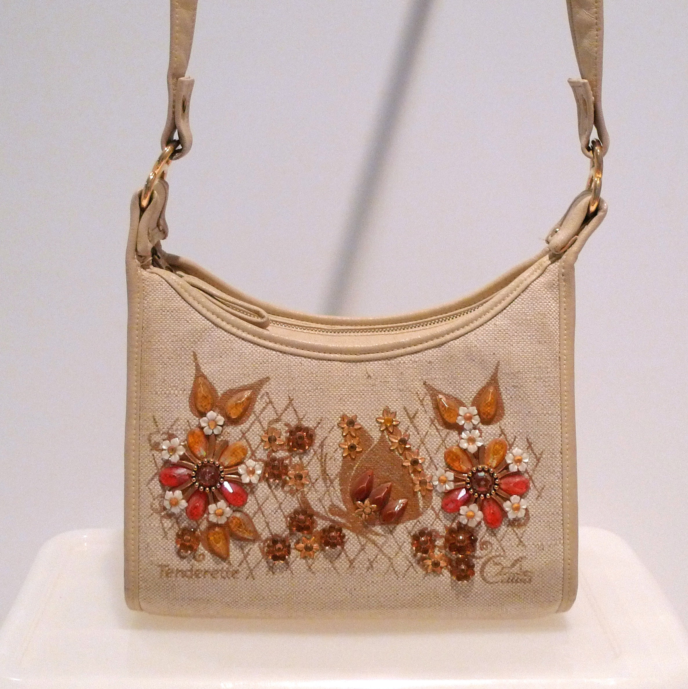Front Personalized Lotus Flowers Classic Tote Purse w/Leather Trim Front Personalized Lotus Flowers Classic Tote Purse w/Leather Trim