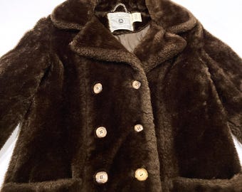 Brown Faux Fur Jacket by White Stag Outerwear - Vintage 1960's