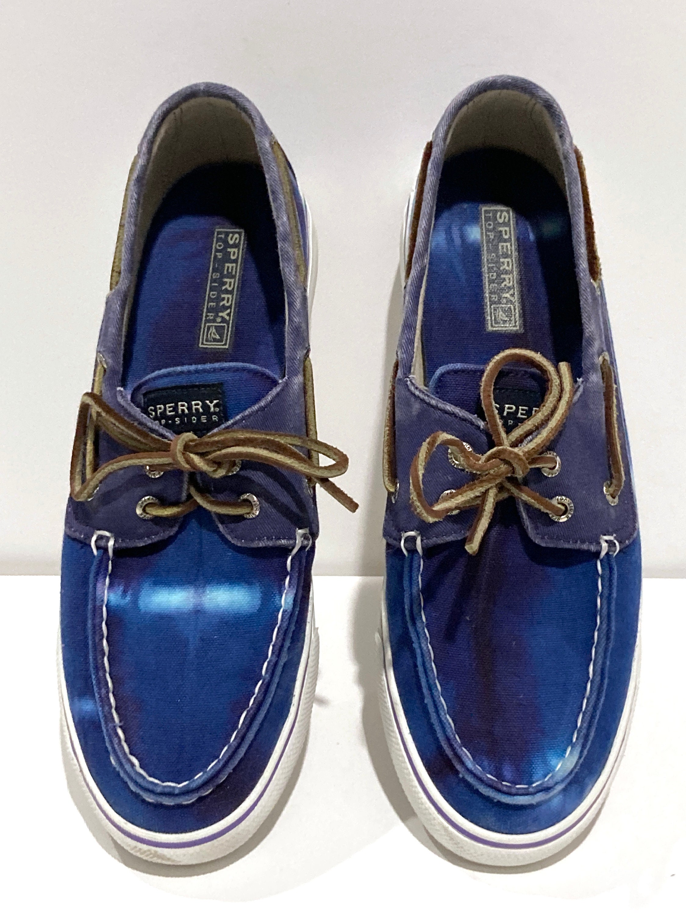 Sperry Top sider Shoes Tie Dye Women s Size 9 M Blue Purple White Tie dye Vintage 90 s Canvas Boat Dock Sneakers Preppy Hippie Etsy