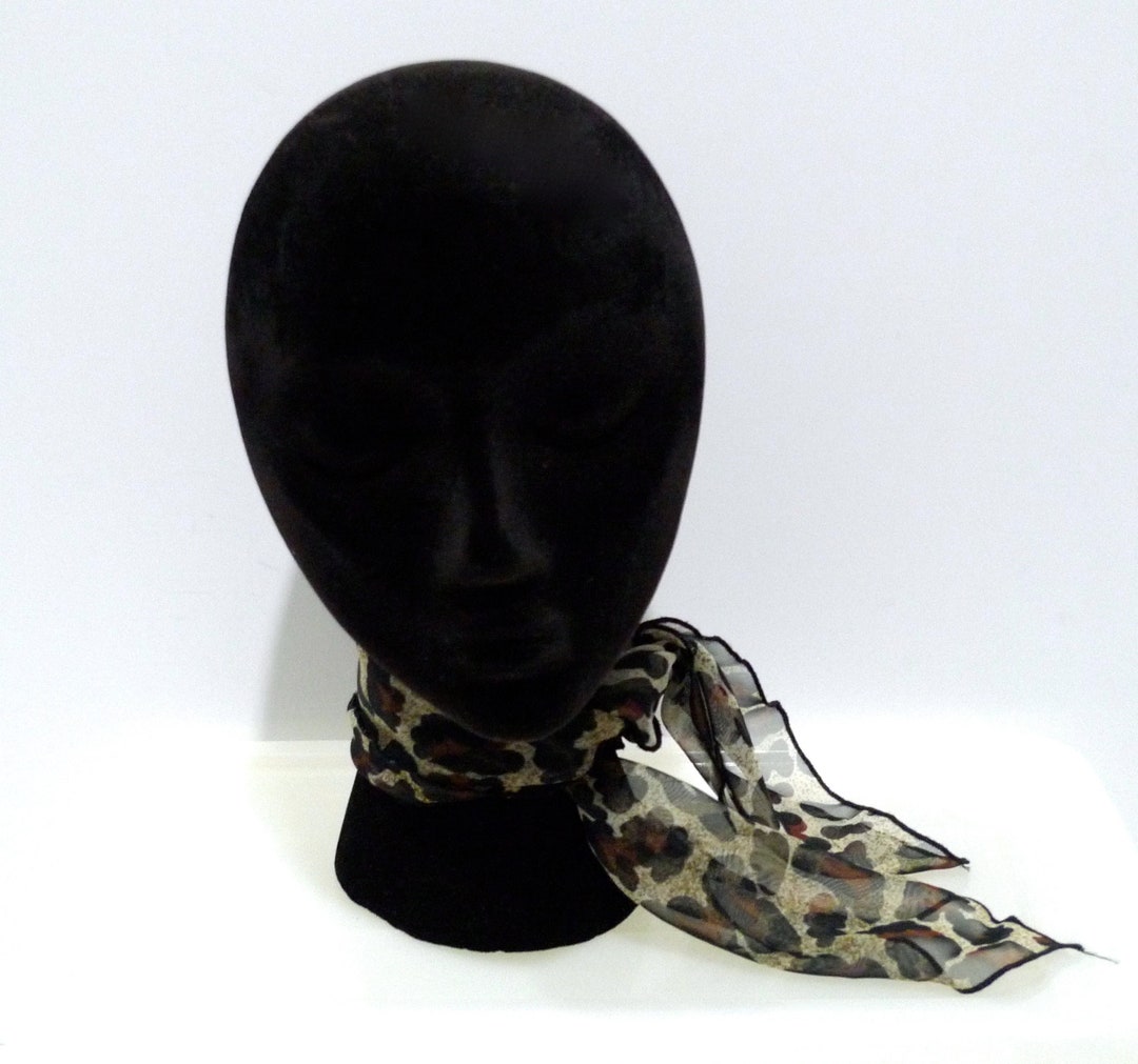 Leopard Print Neck Scarf 60s Vintage Narrow Skinny Punk Rockabilly