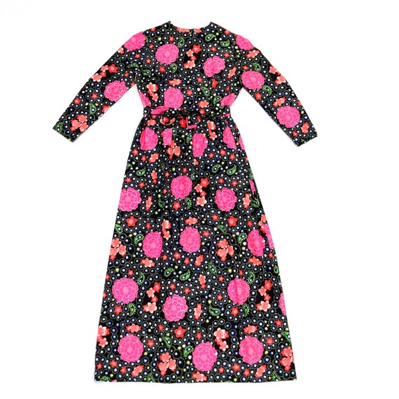 Maxi Dress Celestial Print with Pink Flowers Vinta