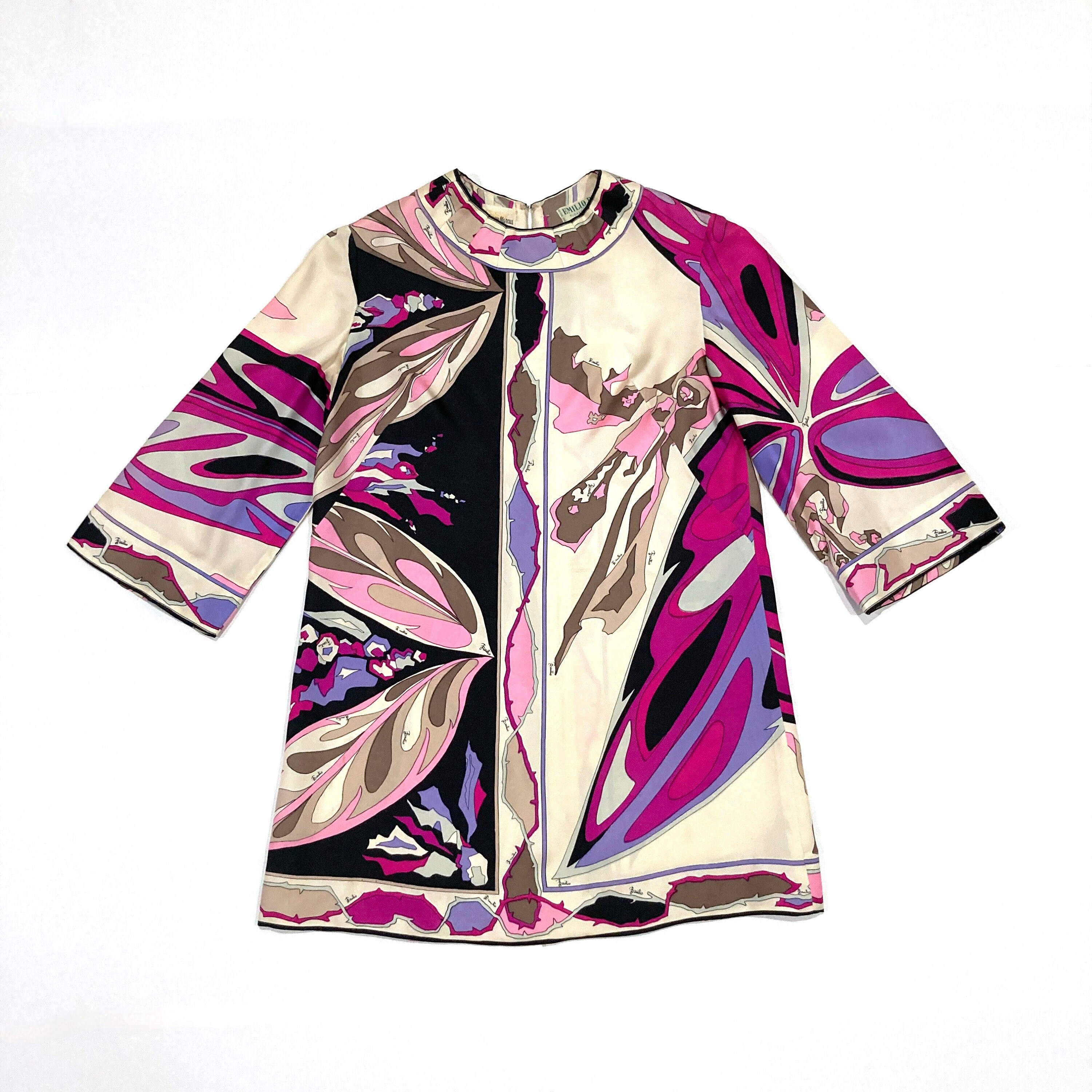 トップス NEW made in ITALY EMILIO PUCCI tops Emilio Pucci // Pink & Multicolour Printed Cowl Tank Top