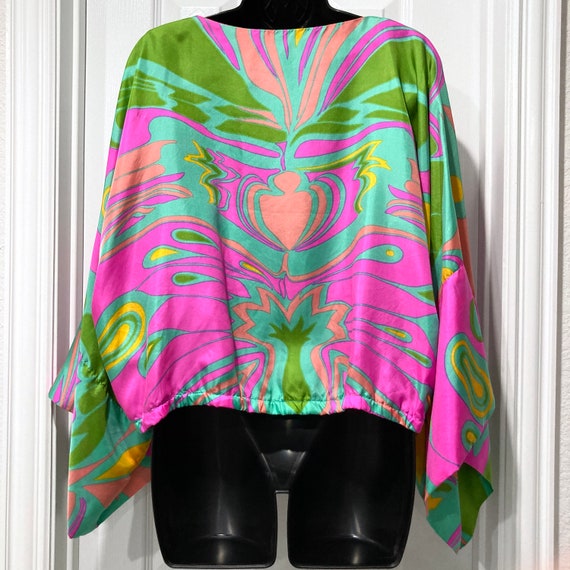 Psychedelic Cropped Silk Blouse by Eddy George Vi… - image 3