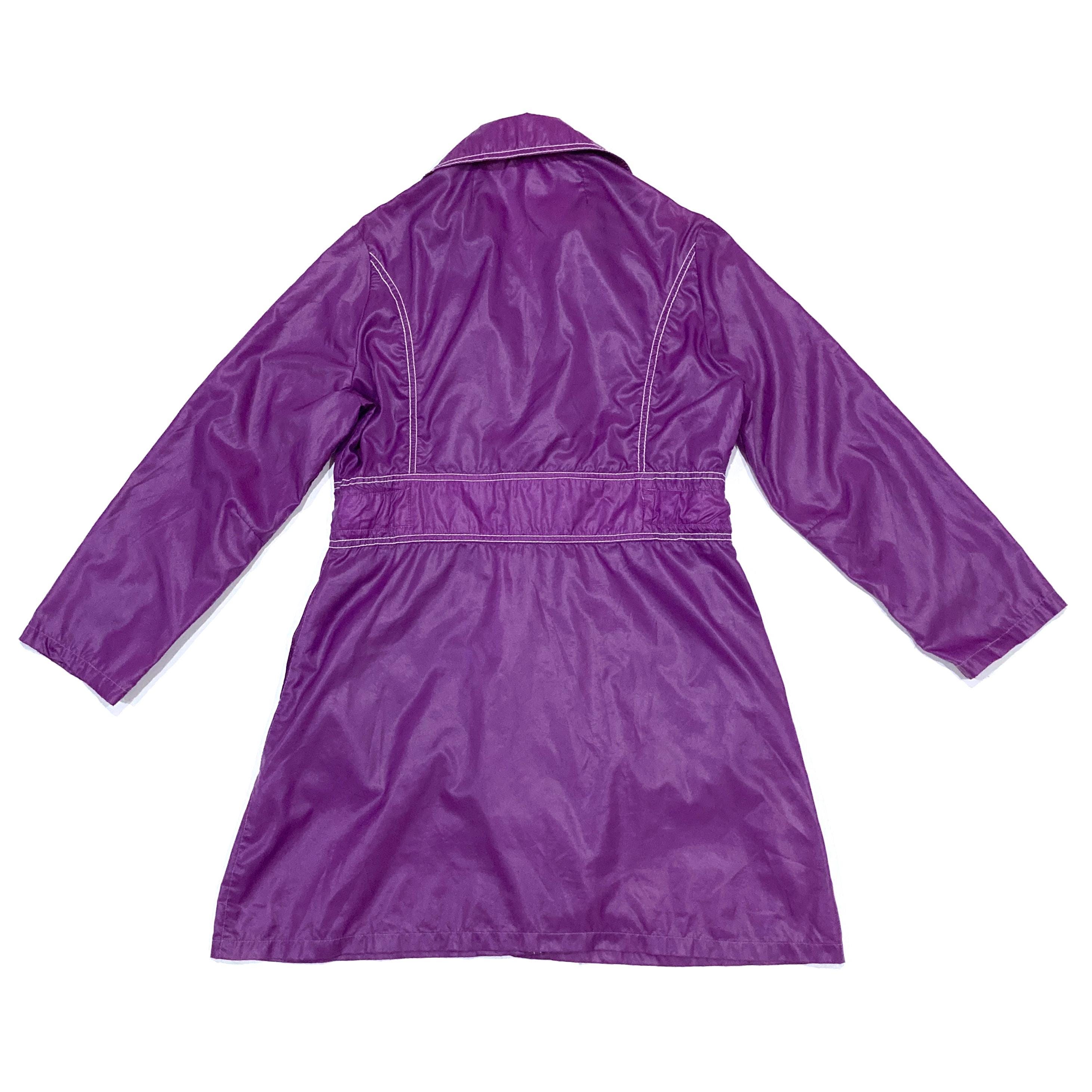 Purple Mod Raincoat - Vintage 70's Lightweight Pearlized Nylon