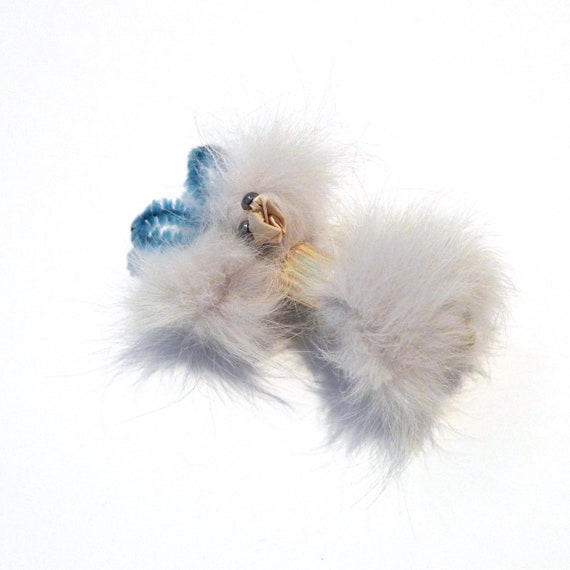 Poodle Pin 1950s - Real Fur Vintage Fluffy White … - image 2