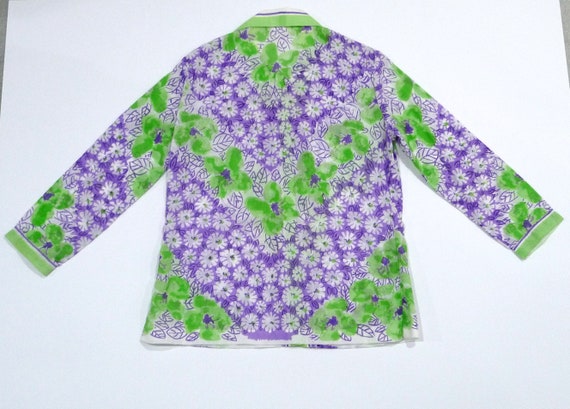 Vera Blouse - Purple and Green Floral Print 60s 7… - image 6