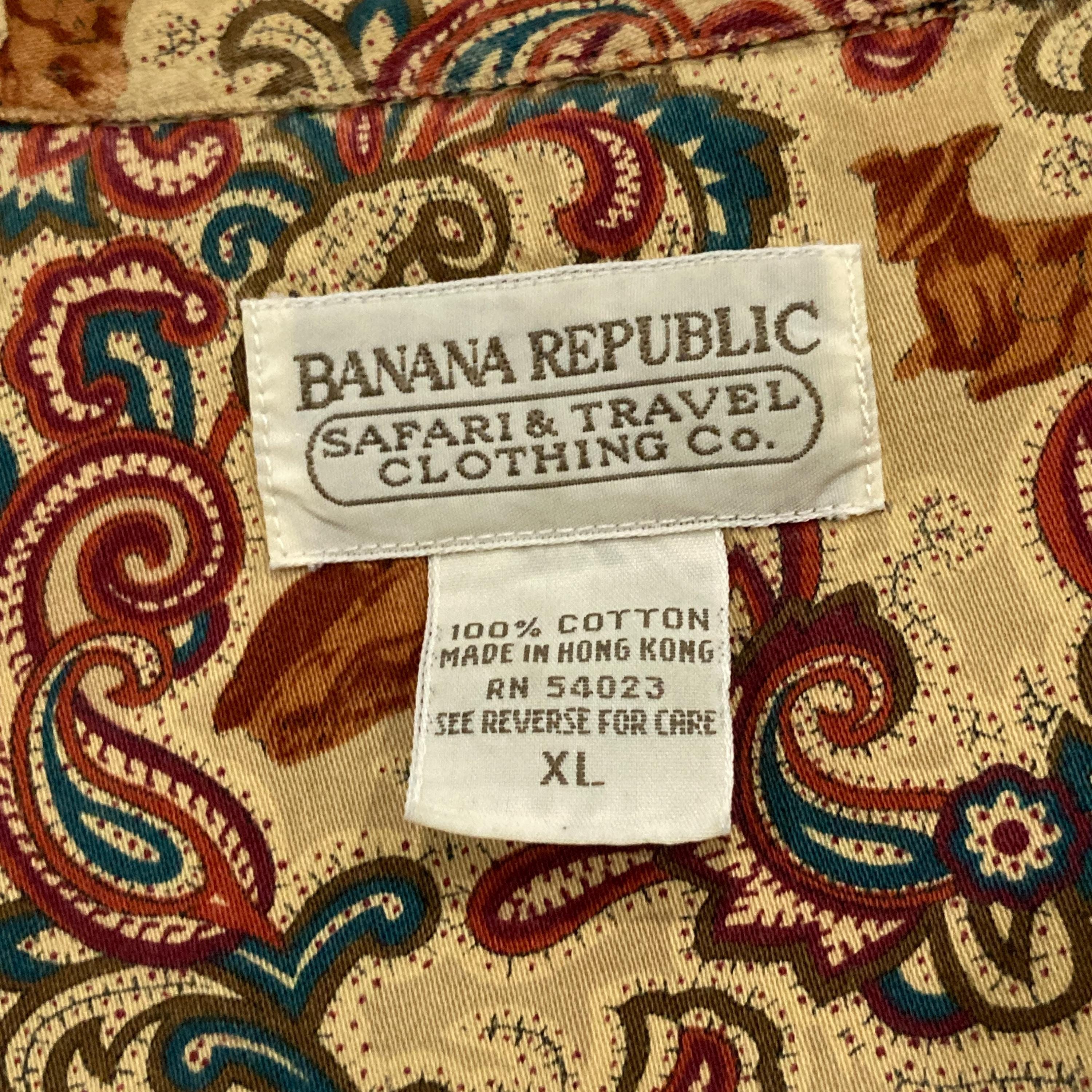 Banana Republic Safari and Travel Co Paisley Shirt 1980s