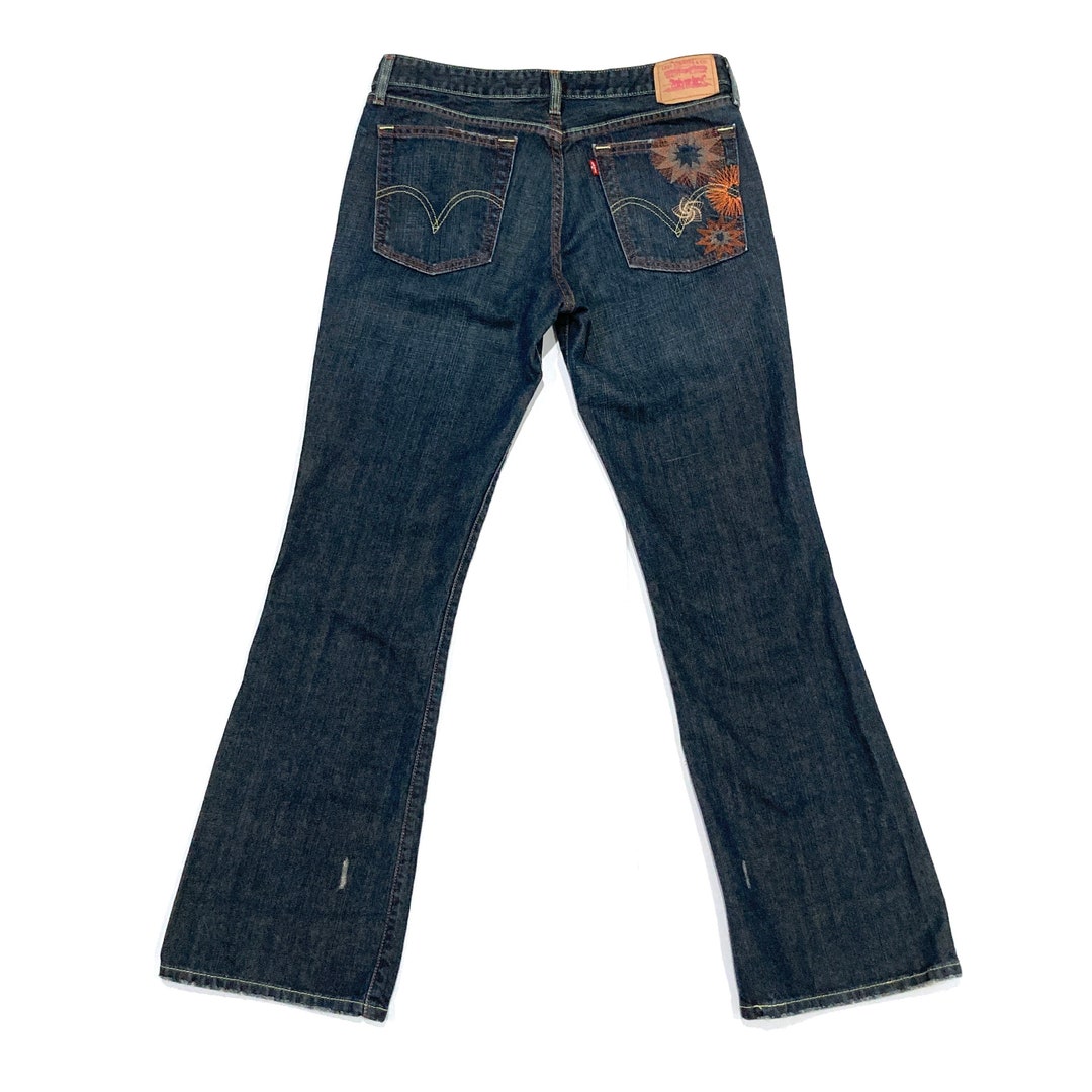 Buy Levis Blue Jeans Superlow Boot Cut 518 Distressed Cotton
