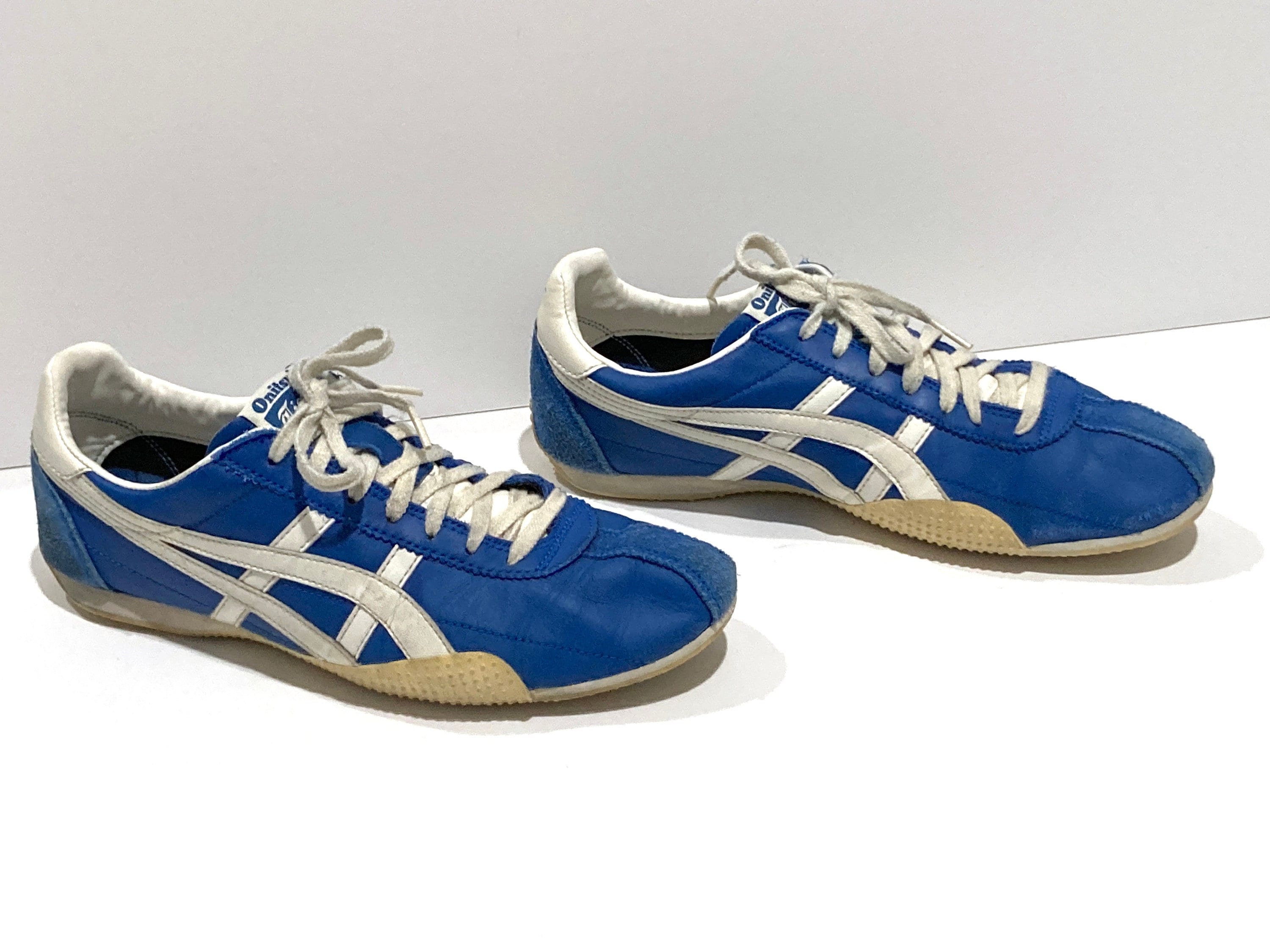 Tiger Onitsuka Leather Tennis Shoes Vintage Mens Size 8.5 Blue and White  Lace up Lightweight Sneakers / Athleisure / Japanese - Etsy