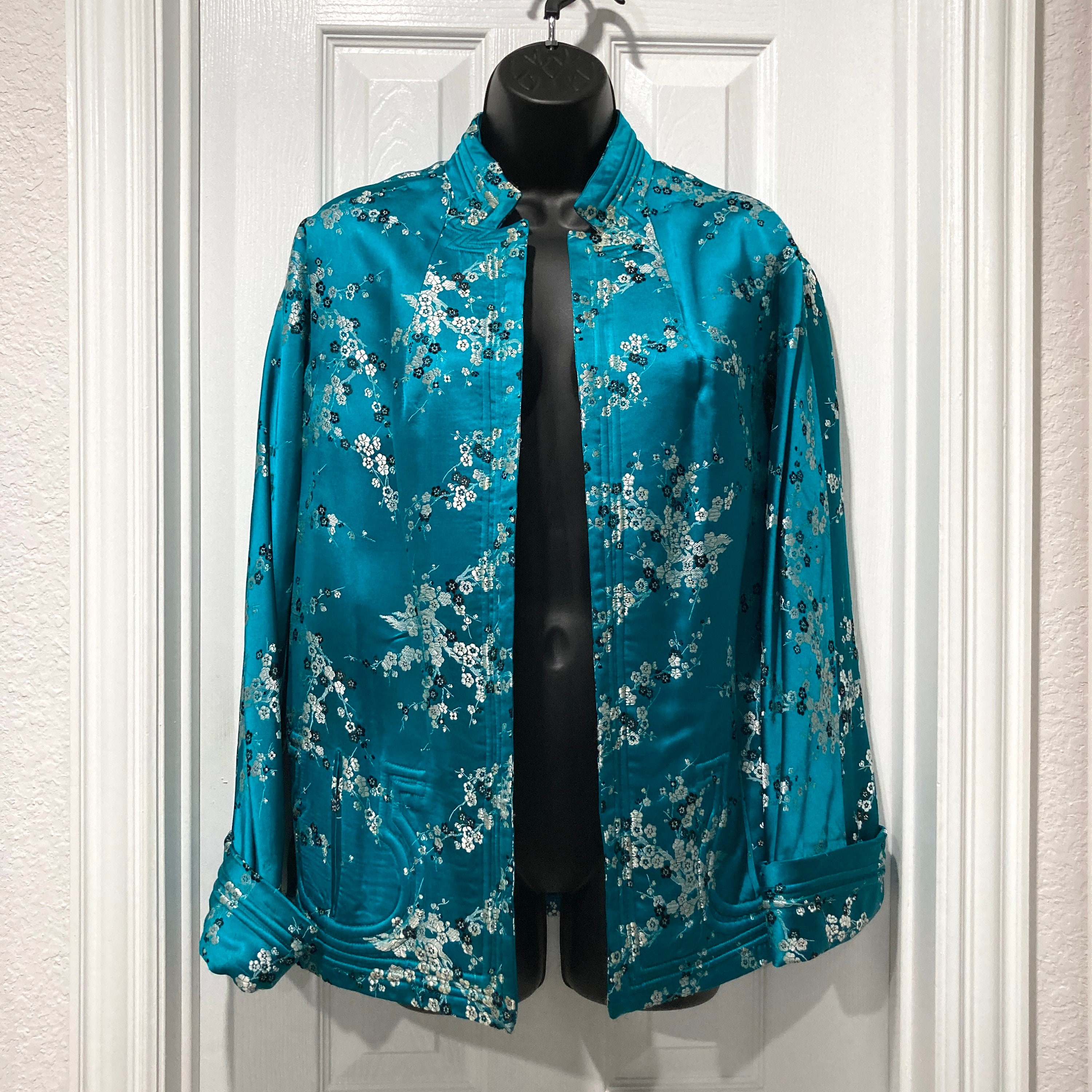 Vintage Chinese 100% Silk Embroider Red Jacket Roses | eBay