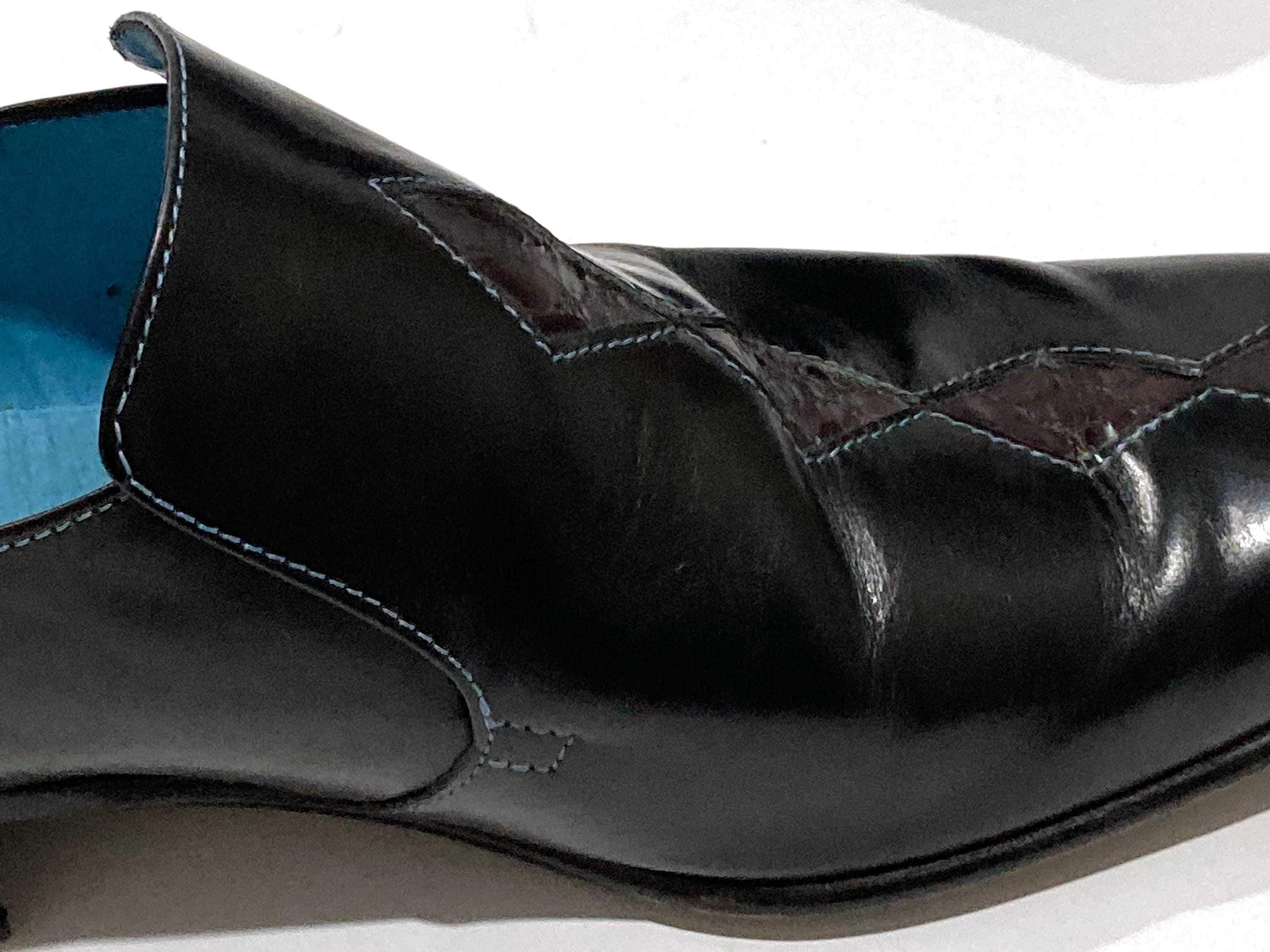 John Fluevog Shoes Mens 7.5 Loafer Slip On Black Leather Diamond Classic Vintage Vintage Fluevog - Etsy main image 4