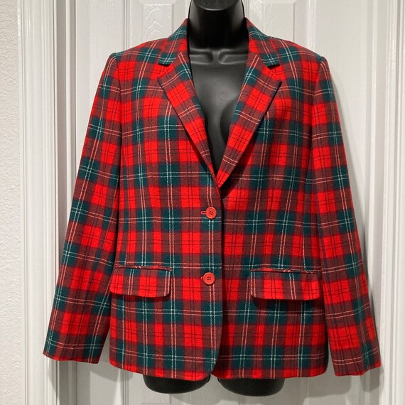 Plaid Pendleton Blazer 1970's Vintage Wool Fully Lined