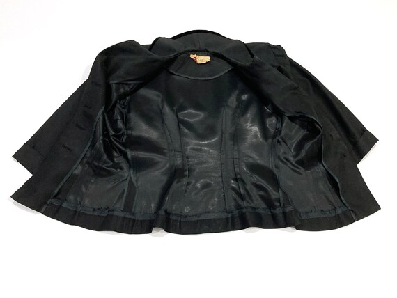 Black Fitted Jacket 1950s with Rhinestone Accents… - image 3