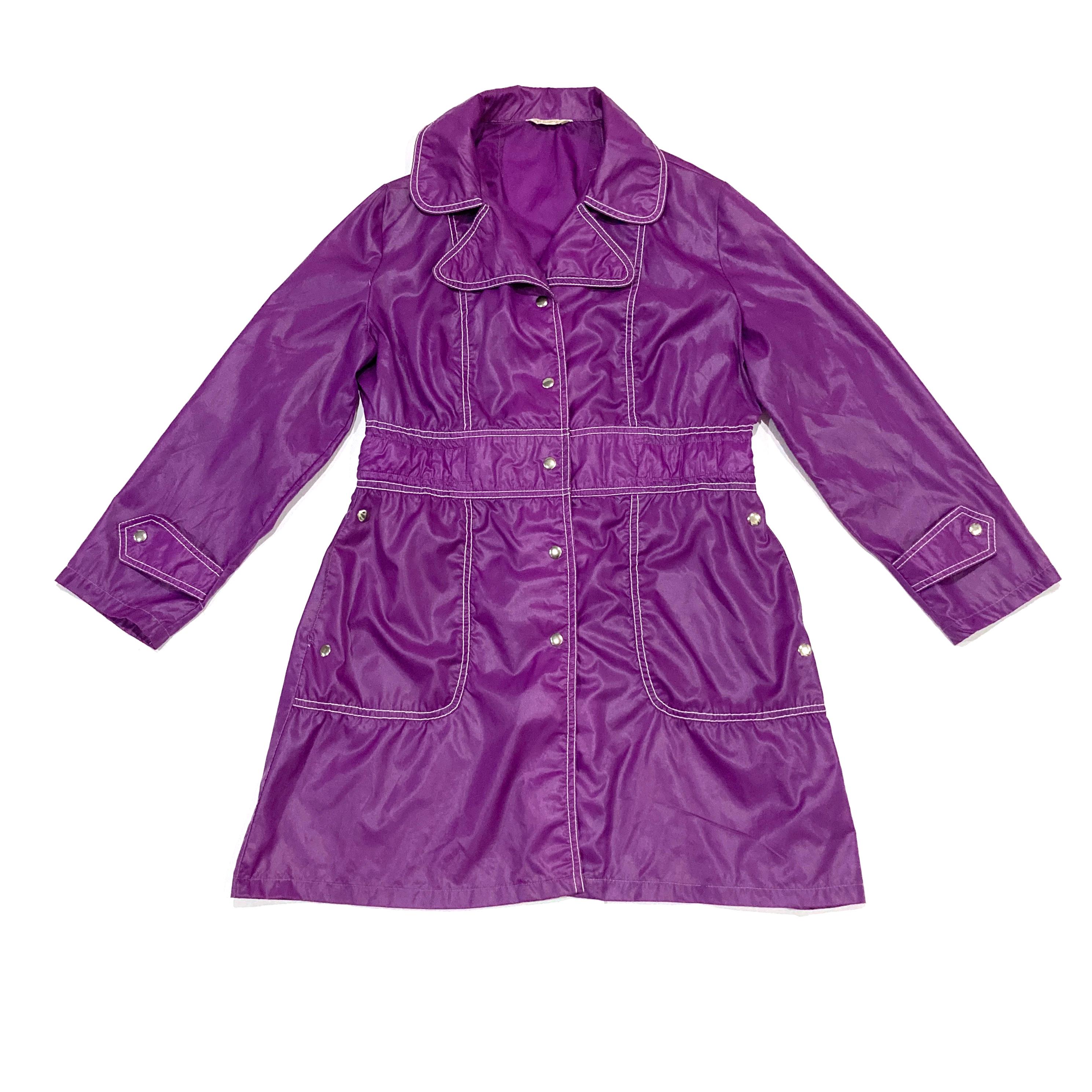 Purple Mod Raincoat - Vintage 70's Lightweight Pearlized