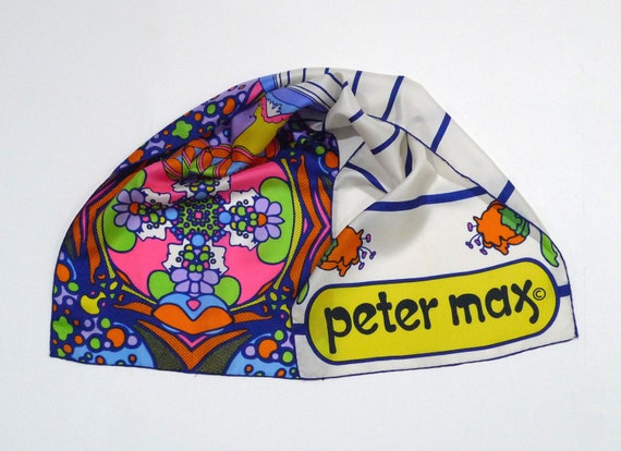 Peter Max Scarf 1960s 1970s Vintage Mod Psychedel… - image 1