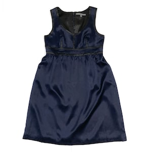 Satin Sleeveless Silk Dress by Proenza Schouler for Target - Marked Size 11  / Small - Medium, Dark Blue Fabric With Black Trim, Empire Waist - Etsy