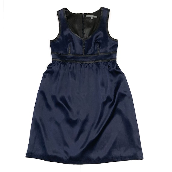 Satin Sleeveless Silk Dress by Proenza Schouler for Target - Marked Size 11  / Small - Medium, Dark Blue Fabric With Black Trim, Empire Waist - Etsy