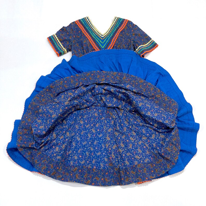 Rockabilly Ric Rac Paisley Square Dance Dress Vintage 1960's Rockabilly Midi Floral Full ...