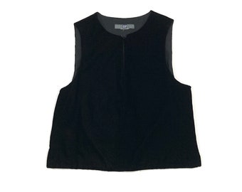 Black Velvet Vest - Open Front with Frog Closure Vintage 1990s Gap / Boho Goth Gothic / Womens Size Small to Medium