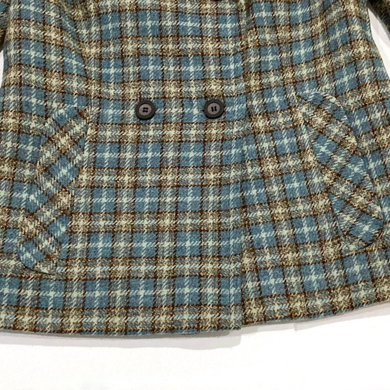 Pendleton Plaid Jacket 1960's Vintage Blue & Brow… - image 6