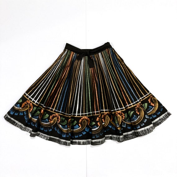 Mexican Full Skirt - Metallic Design Vintage 1950… - image 1