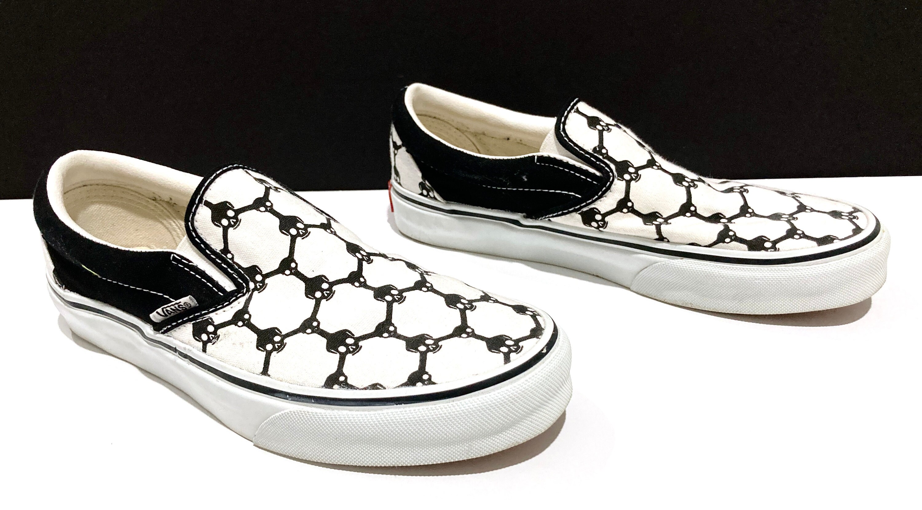 Vans Old School Skulls Black White Sneakers Sz 10 | eBay