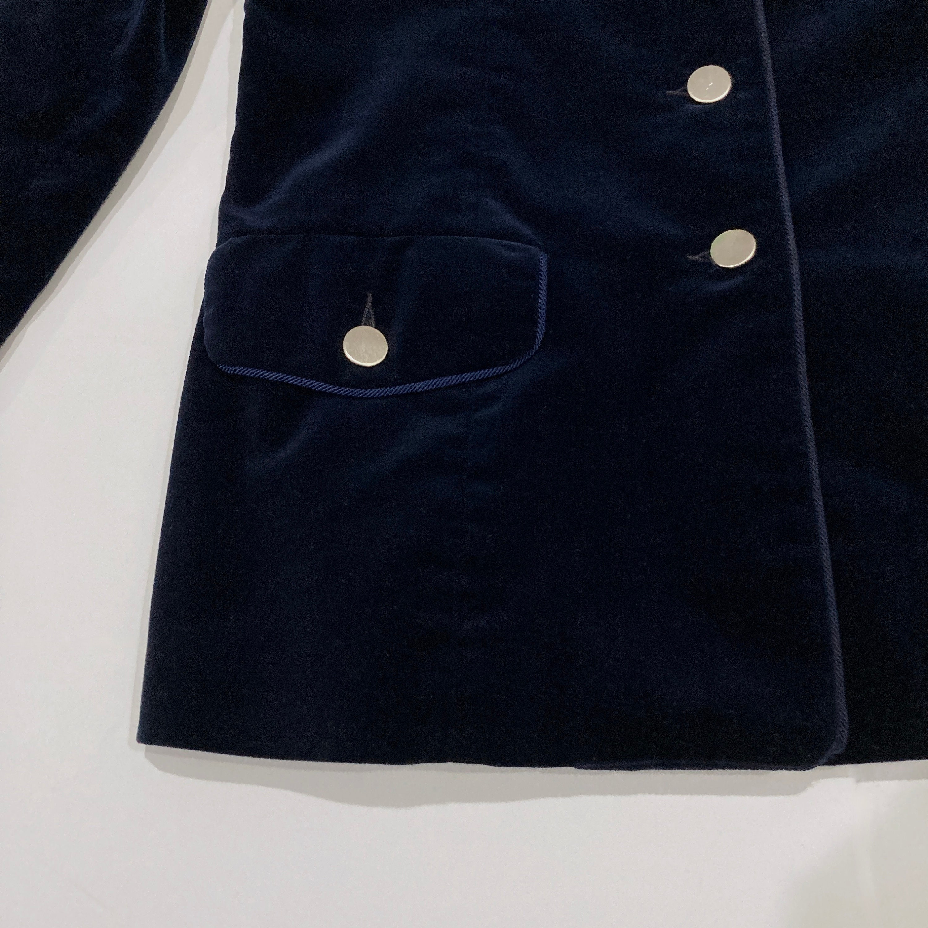 ネイビー ベルベット ボタンジャケット Blue Velveteen Jacket - Jones New York Vintage 1980's Dark