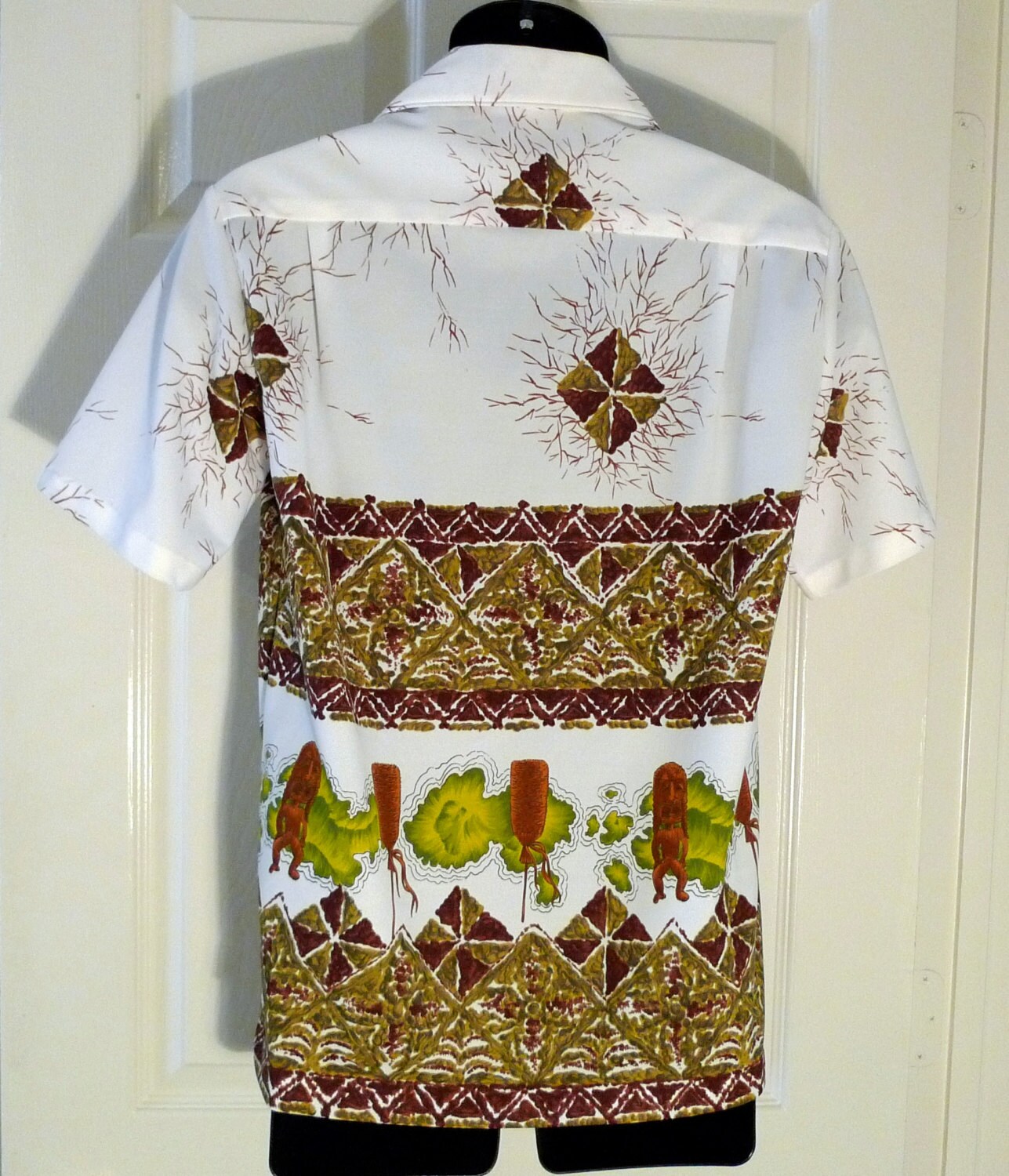 Tiki Statue Hawaiian Shirt by Malihini 1970s Vintage Tapa | Etsy