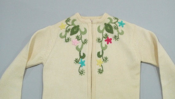 Open Front Embroidered Floral Cardigan 1950s 1960… - image 2