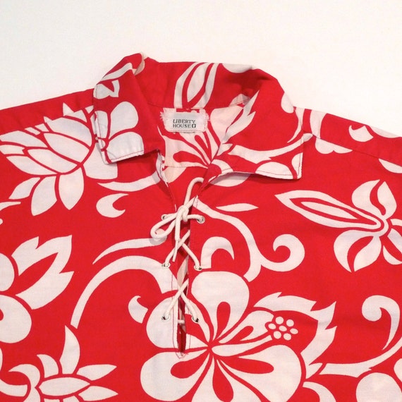 【vintage】60s LIBERTY HOUSE アロハシャツ Liberty House Hawaiian Shirt - Pullover Lace up Front 60s