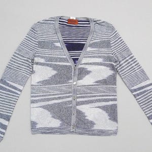 Vintage Missoni Cardigan - Rayon Blend - Orange Label - Metallic Button Front Sweater with V Neck / Made In Italy / Lightweight Trim Fit