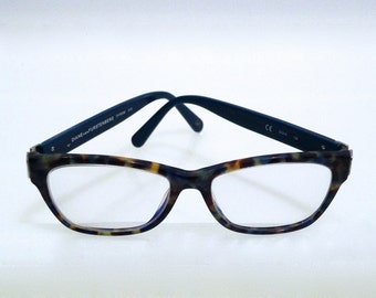 DVF Diane von Fürstenberg Eyeglasses with case Vintage Plastic Eye Glasses Frames / Y2K Spectacles / 313 Teal Tortoise Turtle Color Frames