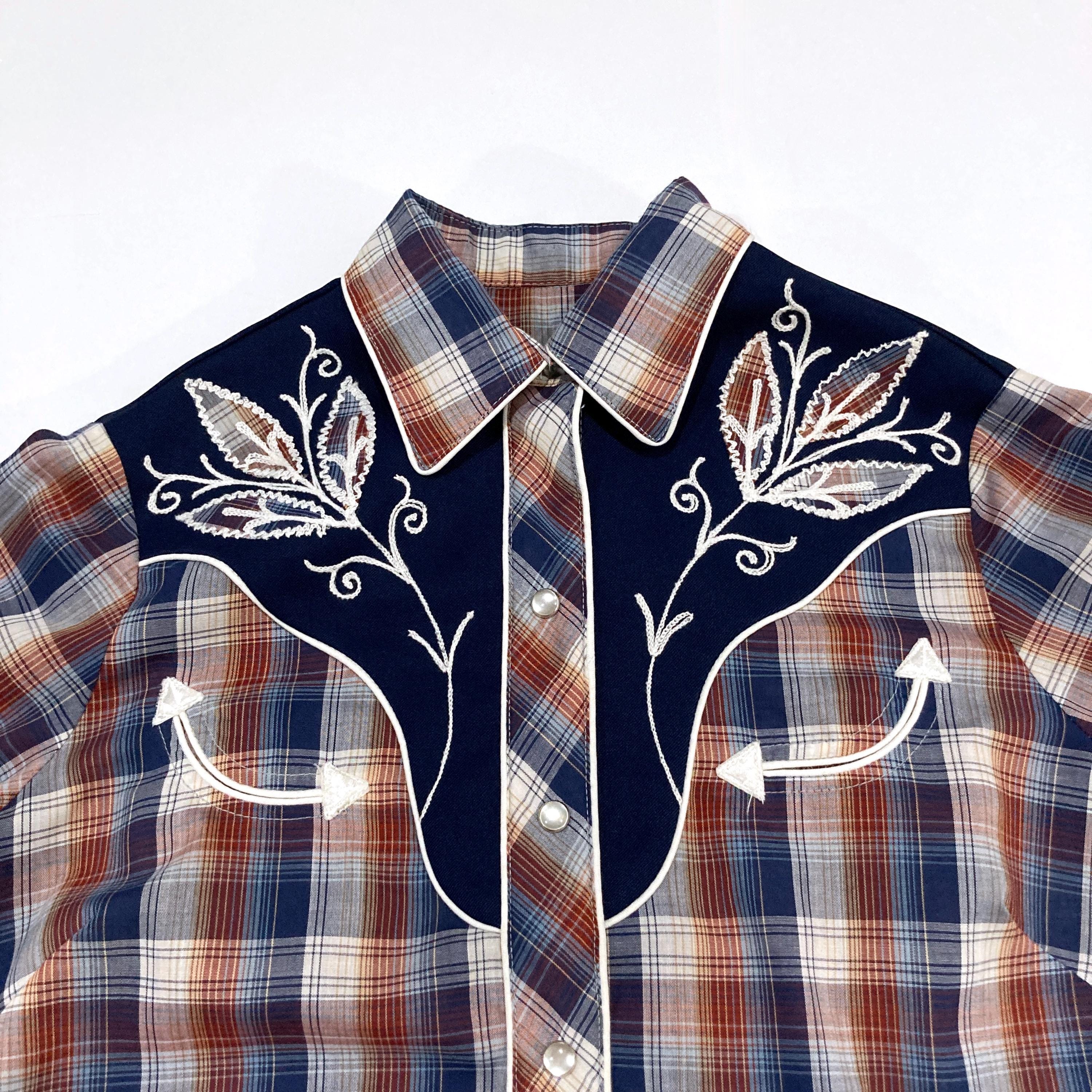 H Bar C Pearl Snap Plaid Shirt 1970s - Vintage California