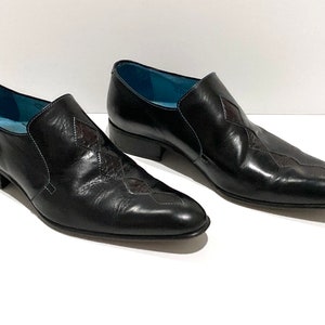 JOHN FLUEVOG Size 9 Red Lizard Embossed Leather Wingtip Chunky Heeled Loafers