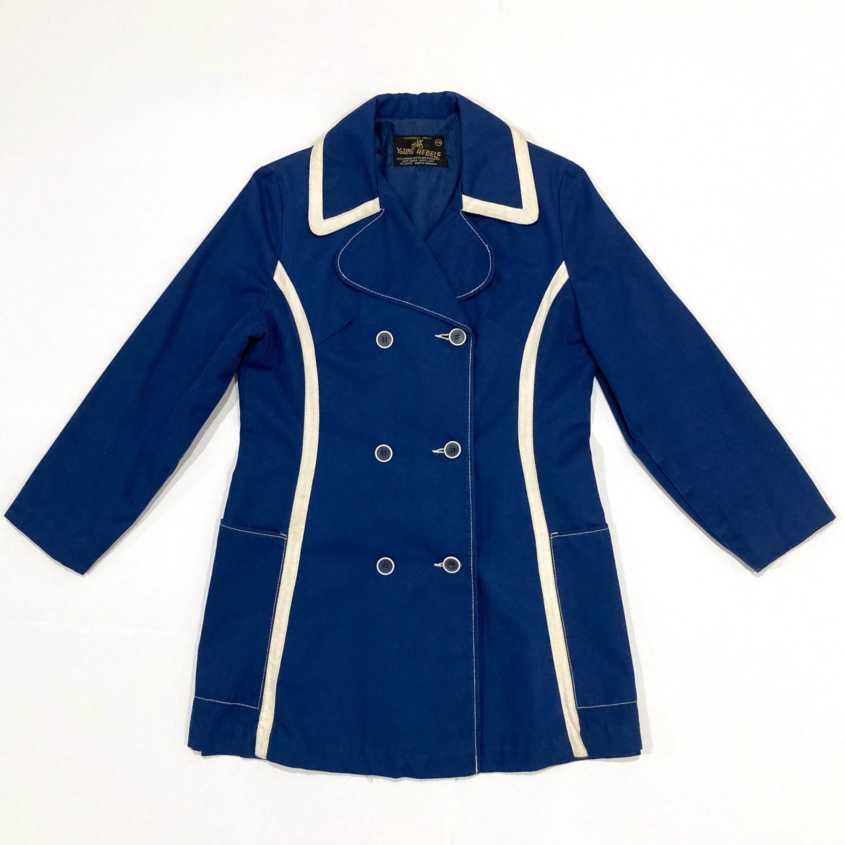 Blue Mod Jacket With White Stripes by Young Rebels - Vintage 70s