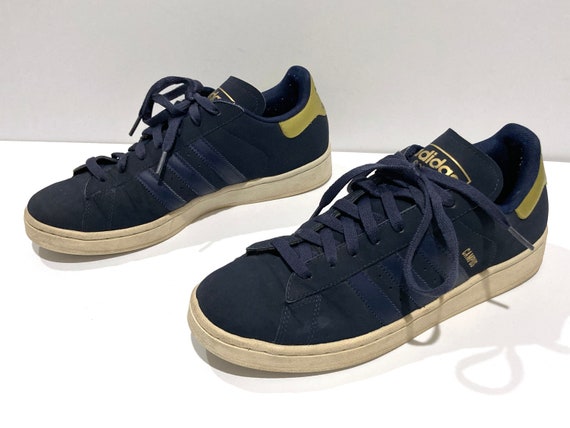 Adidas Campus Sneakers Mens Size 9 Vintage 2000 s Dark Blue With Gold Tennis Shoes Skateboard Skater Skate Shoes Atheleisure Etsy Canada