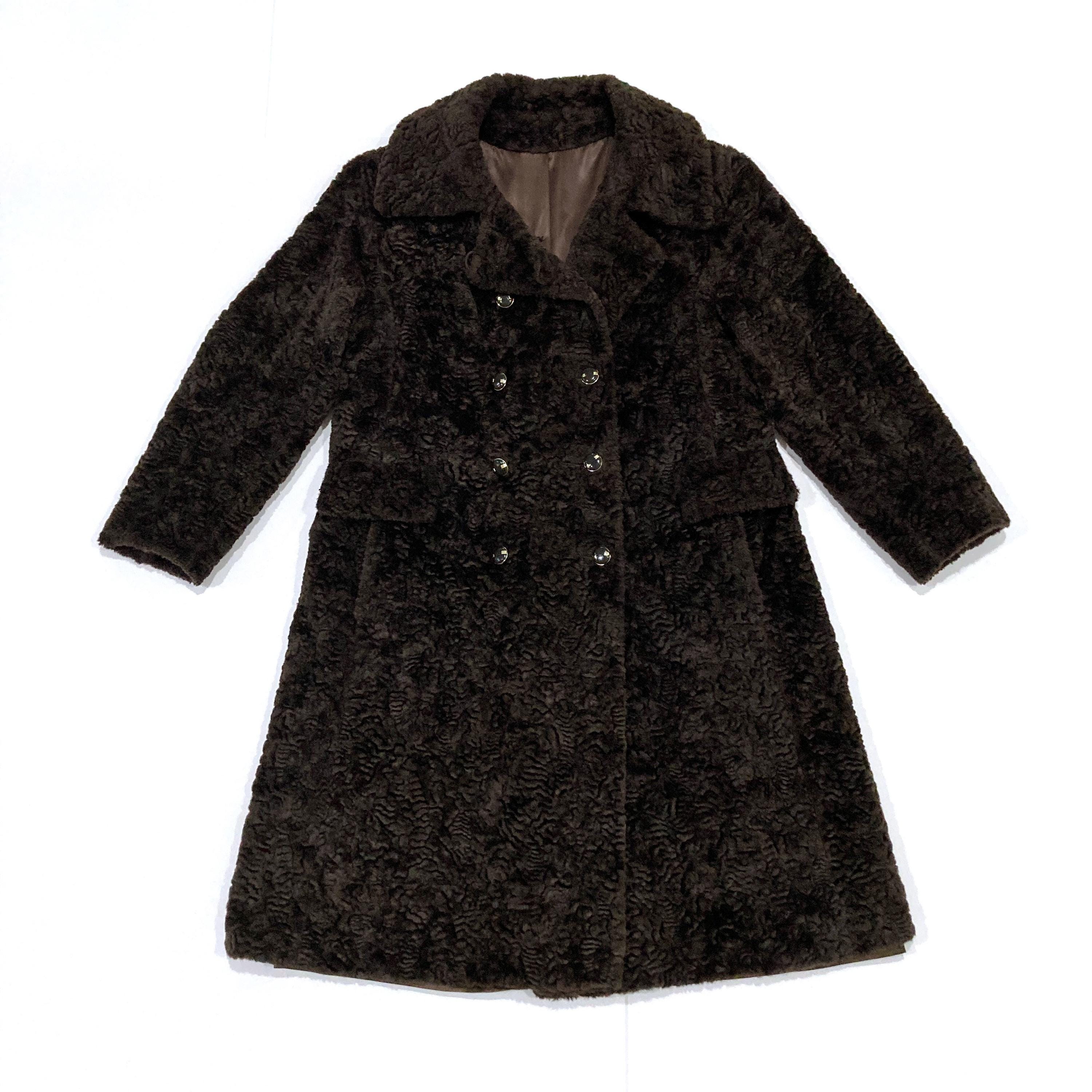 Brown Faux Fur Coat Borre Styled by Sportowne - Vintage 1960's