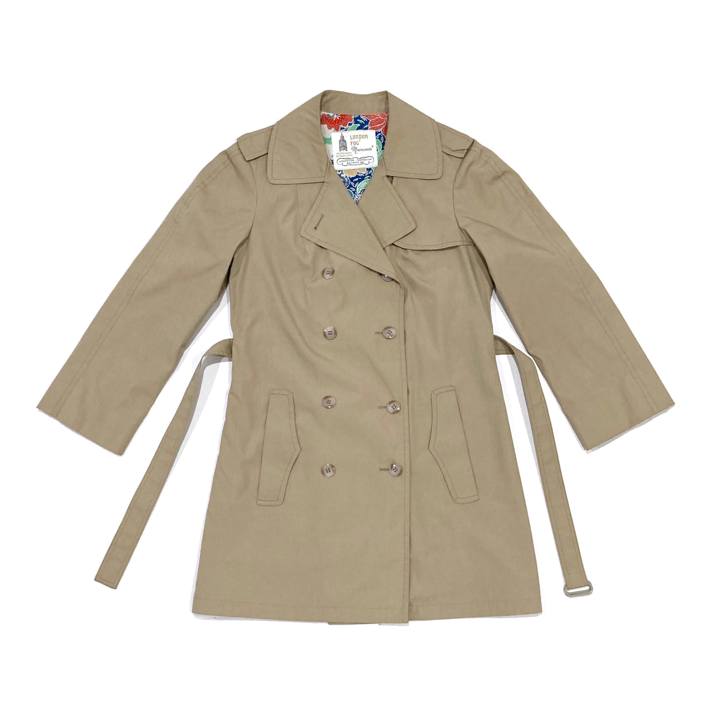 London Fog Trench Coat Jacket - Vintage 1980's Khaki Outerwear