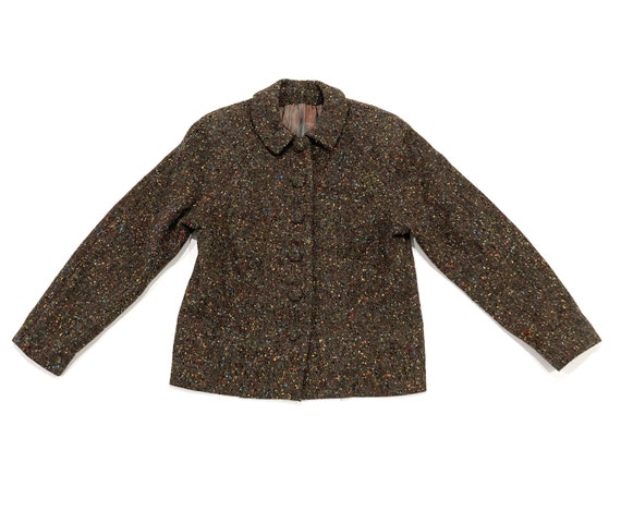 Tweed Jacket - Brown with Multicolor Confetti Woo… - image 1