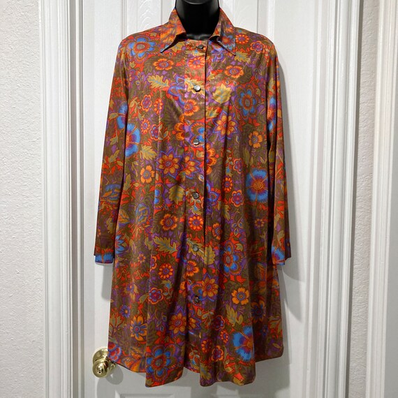 Fall Floral Robe / Loungewear Brown Autumn Flower… - image 1