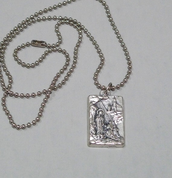 Virgin Mary Charm Necklace From Italy Vintage Lourdes Etsy