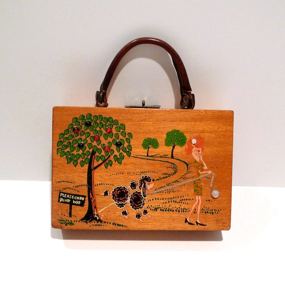 Poodle Box Bag Vintage Simon Curb Your Dog Wooden