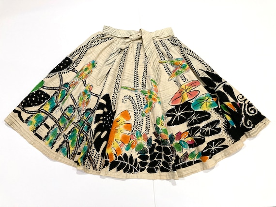 Mexican Full Skirt - Rainforest, Parrots & Monste… - image 1