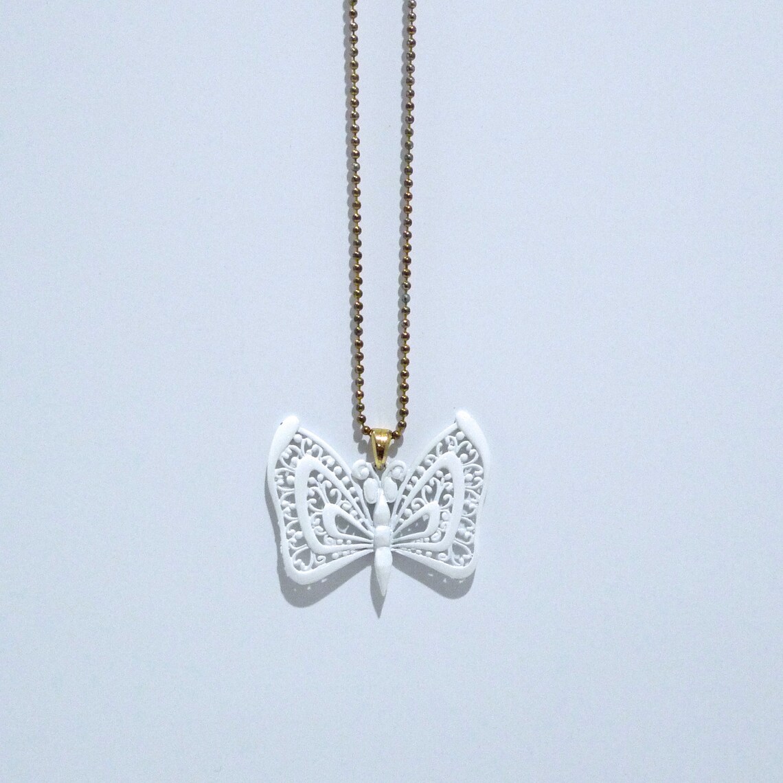 White Butterfly Necklace 1970s Vintage L Razza Hippie Boho Etsy