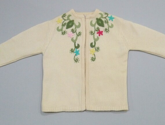 Open Front Embroidered Floral Cardigan 1950s 1960… - image 3