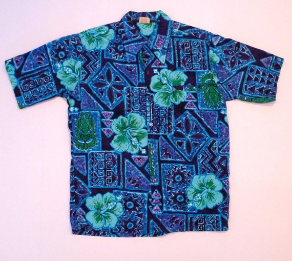 Barefoot Paradise Hawaiian Shirt 1960s Vintage Ti… - image 1