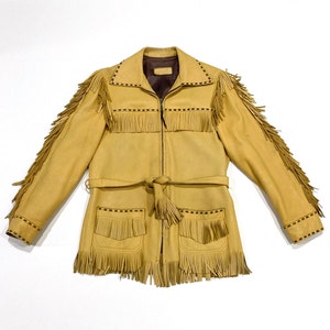 Southwestern Fringe Jacket With Belt Vintage 1950's W.B. Place