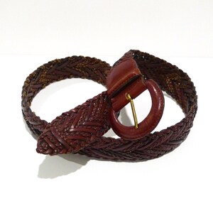 Vtg Handmade‎ Western Braided Leather Belt Sz L Dark Brown Black 38\