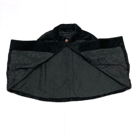 Black Faux Fur Cape with Rhinestone Button - Vint… - image 4