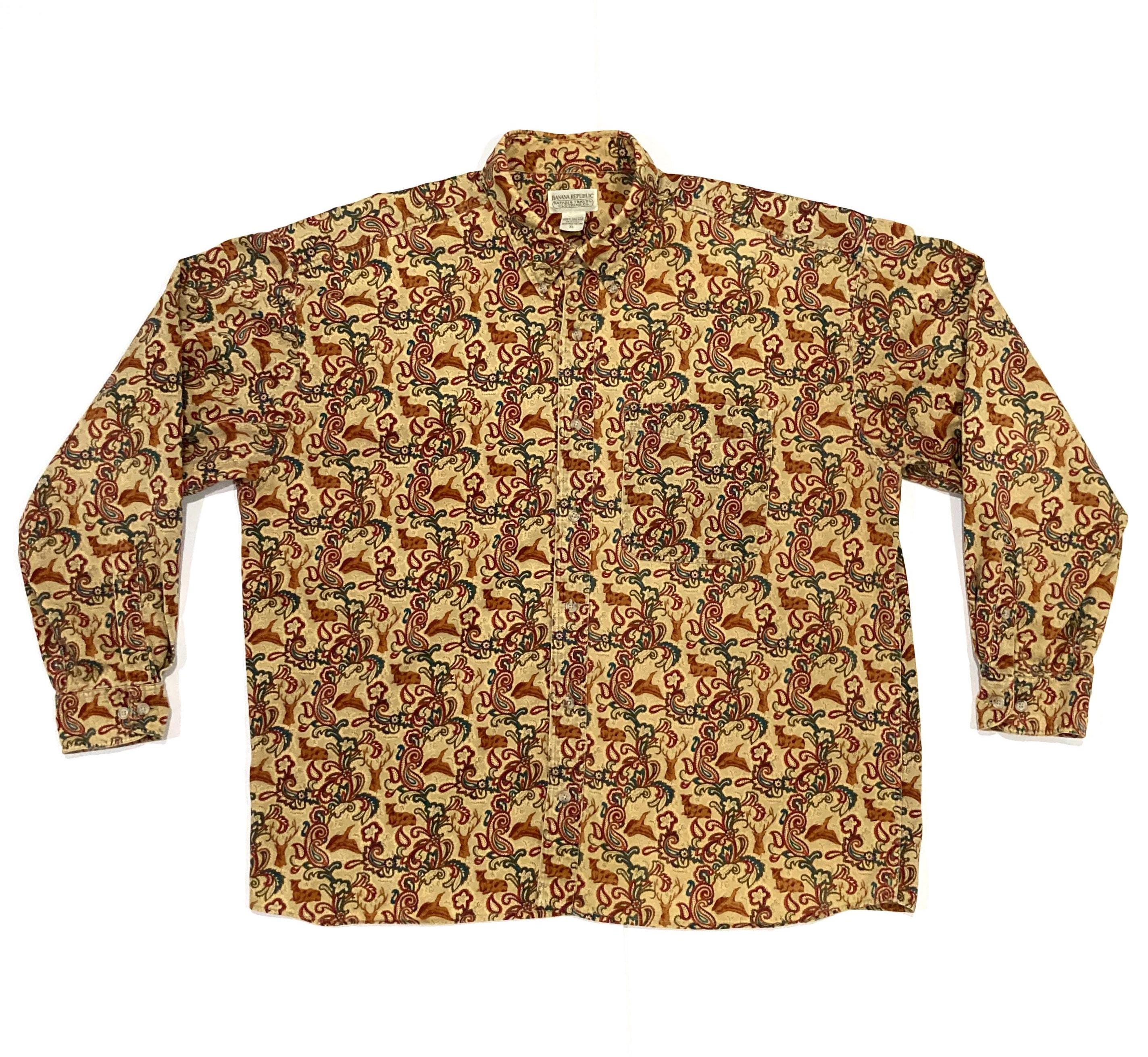 Banana Republic Safari and Travel Co Paisley Shirt 1980s